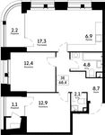Планировка 3-комнатной квартиры, 68,4 м2