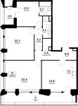 Планировка 4-комнатной квартиры, 105,6 м2