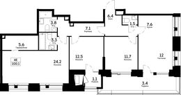 Планировка 4-комнатной квартиры, 100,1 м2