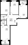 Планировка 3-комнатной квартиры, 82,2 м2