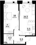 Планировка 2-комнатной квартиры, 49,8 м2