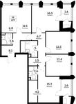 Планировка 5-комнатной квартиры, 109 м2