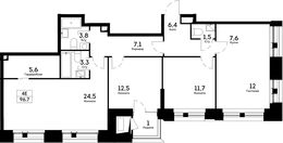 Планировка 4-комнатной квартиры, 96,7 м2