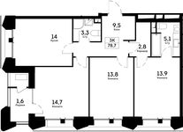 Планировка 3-комнатной квартиры, 78,7 м2
