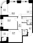 Планировка 3-комнатной квартиры, 70,4 м2
