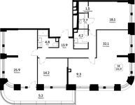Планировка 5-комнатной квартиры, 131,9 м2