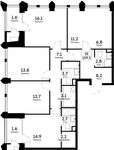 Планировка 5-комнатной квартиры, 109,5 м2
