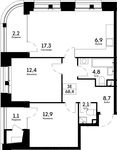 Планировка 3-комнатной квартиры, 68,4 м2