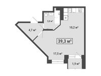 Планировка квартиры студии, 39,3 м2