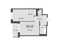 Планировка 2-комнатной квартиры, 48,2 м2