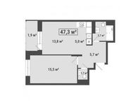 Планировка 2-комнатной квартиры, 47,3 м2