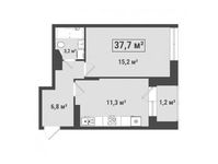 Планировка 1-комнатной квартиры, 37,7 м2