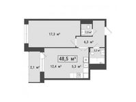 Планировка 2-комнатной квартиры, 48,5 м2