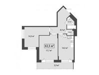Планировка 2-комнатной квартиры, 63,5 м2