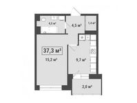 Планировка 1-комнатной квартиры, 37,3 м2