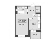 Планировка 1-комнатной квартиры, 37 м2