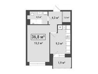Планировка 1-комнатной квартиры, 36,8 м2
