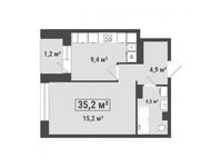 Планировка 1-комнатной квартиры, 35,2 м2