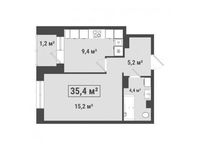 Планировка 1-комнатной квартиры, 35,4 м2