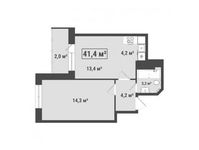 Планировка 2-комнатной квартиры, 41,4 м2