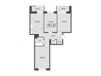 Планировка 3-комнатной квартиры, 78,1 м2