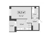 Планировка 1-комнатной квартиры, 36,2 м2