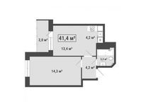 Планировка 2-комнатной квартиры, 41,4 м2