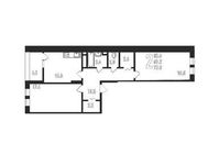 Планировка 2-комнатной квартиры, 73,5 м2