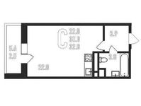 Планировка квартиры студии, 32,8 м2