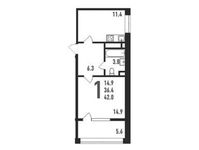Планировка 1-комнатной квартиры, 42 м2