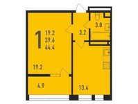 Планировка 1-комнатной квартиры, 44,4 м2