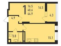 Планировка 1-комнатной квартиры, 44,9 м2