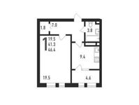 Планировка 1-комнатной квартиры, 46,8 м2