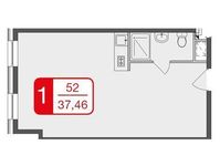 Планировка 1-комнатной квартиры, 37,46 м2