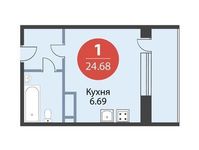 Планировка 1-комнатной квартиры, 24,68 м2