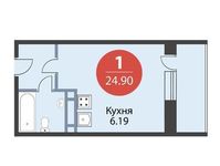 Планировка 1-комнатной квартиры, 24,9 м2