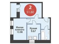 Планировка 2-комнатной квартиры, 51,8 м2