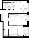 Планировка 2-комнатной квартиры, 58,6 м2