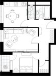 Планировка 2-комнатной квартиры, 53 м2