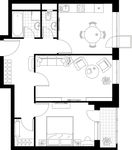 Планировка 2-комнатной квартиры, 58,7 м2