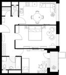Планировка 3-комнатной квартиры, 61,3 м2