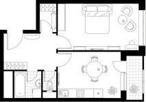 Планировка 1-комнатной квартиры, 46,6 м2