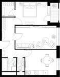 Планировка 2-комнатной квартиры, 63,8 м2