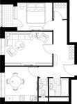 Планировка 2-комнатной квартиры, 53,6 м2