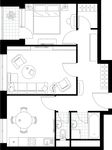 Планировка 2-комнатной квартиры, 52,8 м2