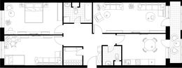 Планировка 3-комнатной квартиры, 97,4 м2
