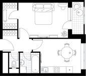 Планировка 1-комнатной квартиры, 41,1 м2