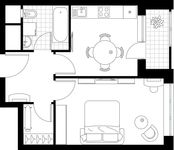 Планировка 1-комнатной квартиры, 38,9 м2