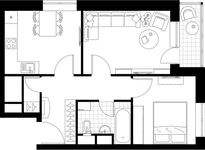 Планировка 2-комнатной квартиры, 47,2 м2