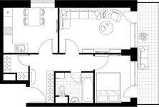 Планировка 2-комнатной квартиры, 55,3 м2